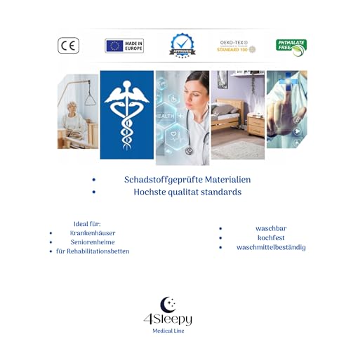 Washable Waterproof Hospital Cover for Pillows 80 x 80 cm, Oeko-Tex Certified, Made in the EU, Autoclavable, Hospital Quality (1 x 80 x 80 cm) 80x80 1