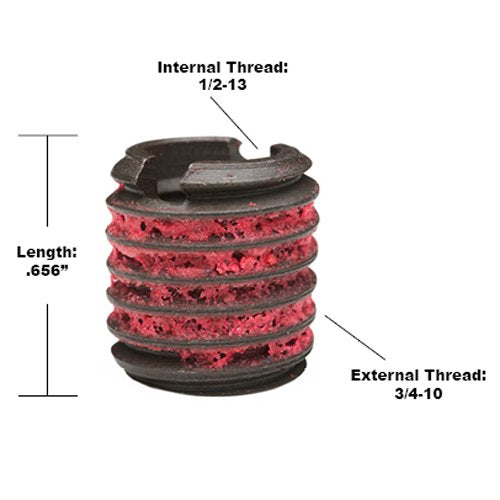 [Australia - AusPower] - E-Z LOK - 329-8 E-Z Lok Externally Threaded Insert, C12L14 Carbon Steel, Meets AISI 12L14, 1/2"-13 Internal Threads, 3/4"-10 External Threads, 0.656" Length, Made in US (Pack of 5) 