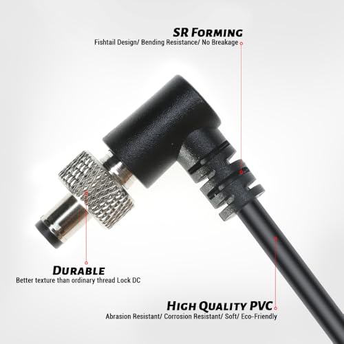 Alvin's Cables Atomos Monitor Power Cable Right Angle Locking DC 5.5 2.1 for Touchscreen Display Video Devices PIX-E7 PIX-E5 Hollyland Mars 400s 23.6in Right angle DC