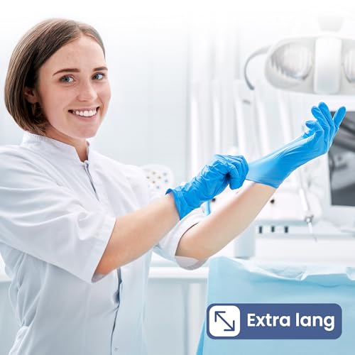 Nitrile Long Disposable Gloves Nitrile Gloves L [Pack of 100] Hypoallergenic, Powder-Free & Latex Free - Extra Long - Tear-Resistant Disposable Gloves