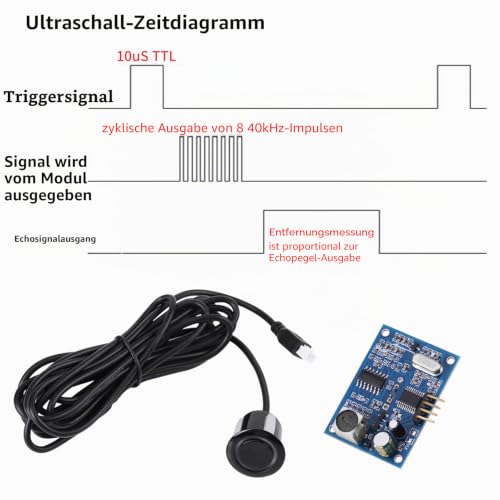 JSN‑SR04T 5V Level Sensor Ultrasonic Sensor Waterproof Ultrasonic Distance Sensor with 5 m Range for Horizontal Distance Measurement, Level Indicator Water Tank