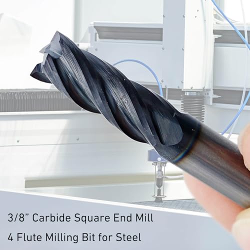 Smo.Coinn 3/8-inch carbide square nose end mill cutter with four flutes and straight shank