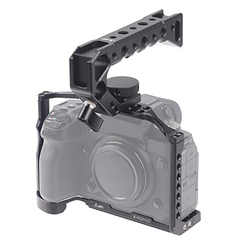 FocusFoto Camera Cage Video Filmmaking Stabilizer Rig Aluminium Alloy Extension Frame with Cold Shoe and 1/4" 3/8" Screw Mouting for Fujifilm X-H2/X-H2S Camera