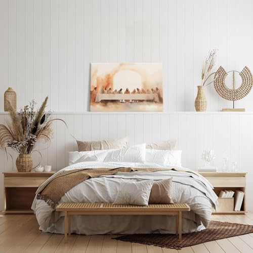 QQXKVXOB Jesus Last Supper Wall Art Leonardo da Vinci Canvas Print Posters Wall Decor Christian Home Decor for Living Room Dining Room Prayer Room Bedroom 12x16 in Jesus02 12"L x 16"W