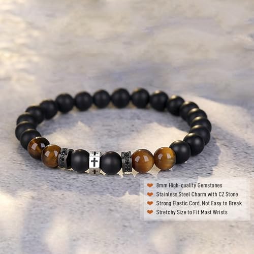 Christian Bracelet for Men, Jesus Bracelets, Vintage Cross Beaded
