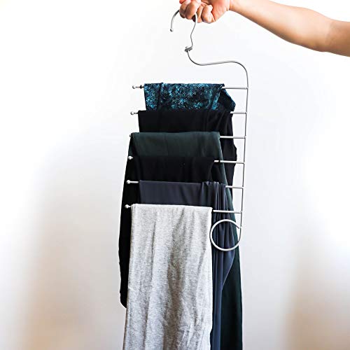 Jokari Set of 2 Non Slip 6 in 1 Space Saving Hangers for Leggings, Pants