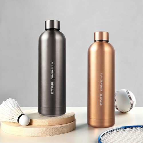ZTAR Chroma Flask Insulated Stainless Steel Water Bottle – Leak-Proof, Keeps Drinks cool or warm, For Travel, Gym, and Office, Ideal Gift for Women, Men & Kids, 25oz (750ml) - Black