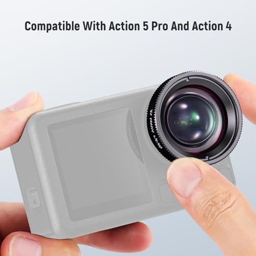 NEEWER LS-68 Macro Lens Compatible with DJI Osmo Action 5 Pro/4 Action Camera + AC012 Mount Adapter for Osmo 360/5 Pro/4/3, 2X Magnification, 3-4cm Focal Distance, Close Up Photography Accessory
