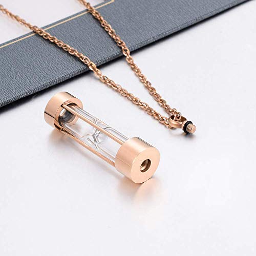 abooxiu Hourglass Urn Necklace for Ashes Cremation Jewelry for Ashes Stainless Steel Memorial Keepsake Ashes Necklace Rose Gold
