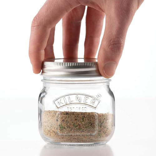 Kilner Seasoning Grinder 250 ml Glass Jar with Ceramic Grinder for Salt, Pepper, Herbs and Spices One Size