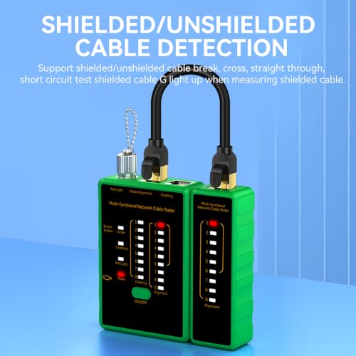 BoltBlaze network cable tester and VFL fiber optic tool with RJ45 Ethernet cable testing functions in green