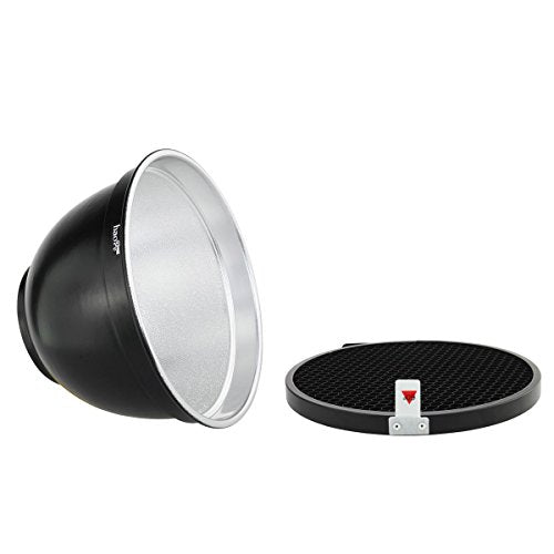 Haoge 7" Standard Reflector Diffuser with 60 Degree Honeycomb Grid for Balcar Alien Bees Alienbees Paul C Buff Einstein White Lightning Studio Light Strobe Monolight Flash