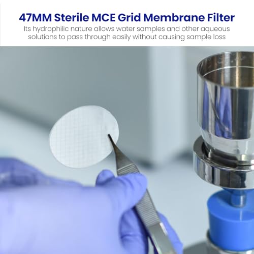 47mm Sterile MCE Gridded Membrane Filter 0.45 Micron, Pack of 100