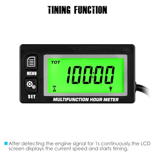 Multifunction Hour Meter, Record Total Hours & IP65 Waterproof Design for Lawn Mower Tractor Generator Compressor
