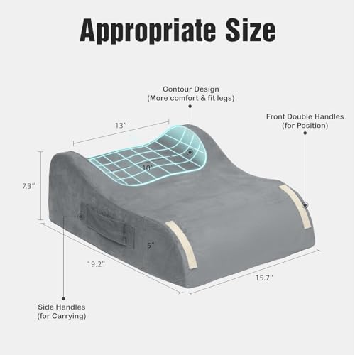 LightEase memory foam leg and knee support pillow designed for surgery recovery and elevation, featuring a curly ergonomic shape.