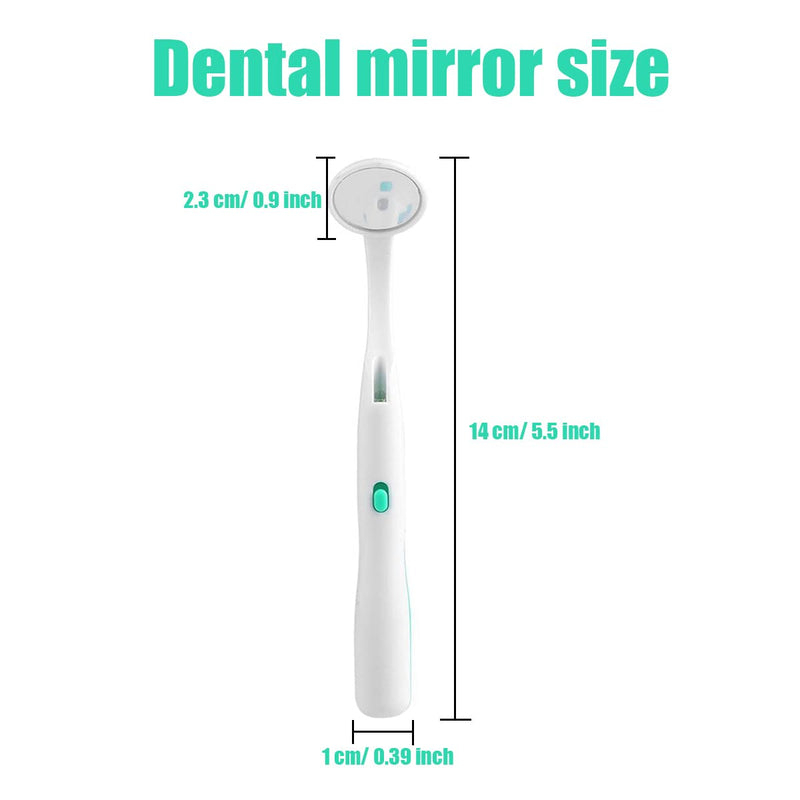[Australia - AusPower] - 2 Pcs Dental Mirror with Light Tool LED Lighted Teeth Inspection Mirror Anti Fog Curve Angle Dentist Oral Care Tool (Green) Green 