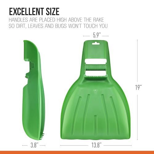Superio adult green leaf collector and rake set with leaf scoops for lawn and garden cleanup