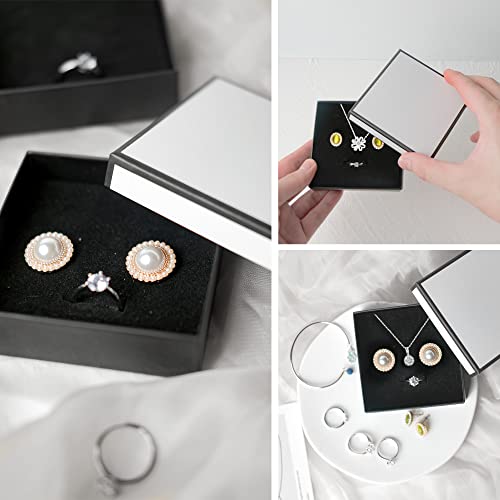 PTSGCAI 24 Pack Jewelry Gift Boxes - Necklace, Earring, Ring Boxes (Square, 3.5 x3.5 x1.2 Inches, Cotton Filled Cardboard Paper) 3.5 x 3.5 x 1.2 inches