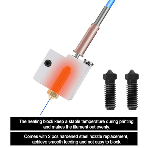 IdeaFormer Kobra 3 Extruder Hotend with 2Pcs 0.4mm Hardened Steel Nozzles, Extruder Print Head Heating Block Thermistor Kit Set for Anycubic Kobra 3/Kobra 3 Combo 3D Printer Accessories