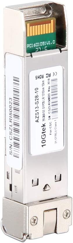 10Gtek 25G SFP28 SFP+ Transceiver, 25GBase-LR Module, 1310nm SMF, up to 10km, Compatible with Cisco SFP-25G-LR-S, Ubiquiti, MikroTik, Supermicro and Open Switches 2) 25G-LR: 10km 1