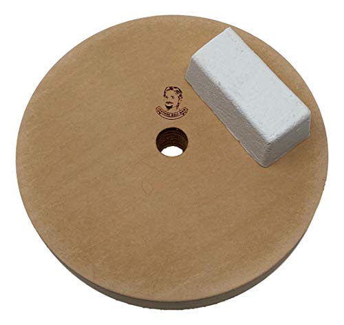 TAMROD HOLDINGS LLC 5-inch leather honing wheel, 1-inch wide, with buffing compound for 5/8-inch arbor