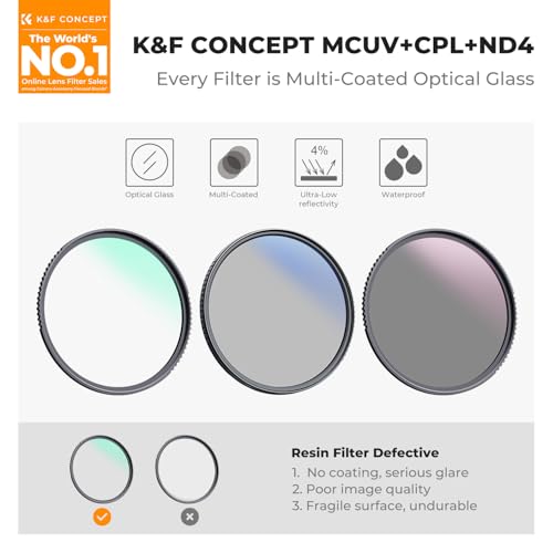 K&F CONCEPT 67mm UV/CPL/ND Lens Filter Kit