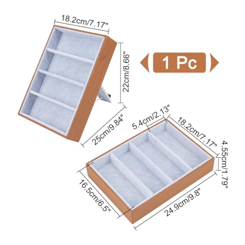 NBEADS 4 Slot Sunglasses Organizer Display, 86.61x7.17x9.84 Inch Rectangle Covered with Velvet Glasses Organizer Case Sunglasses Display Holder Sunglasses Display Box for Sunglasses Storage, Camel