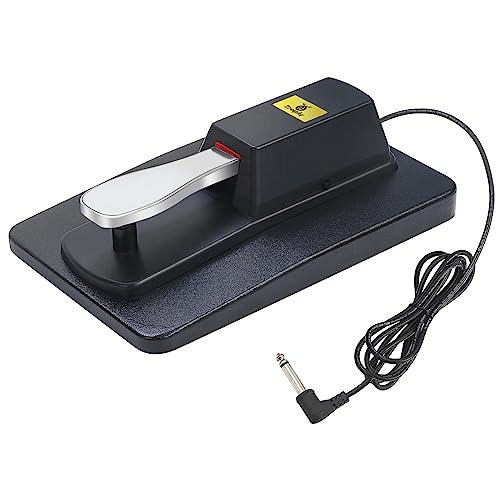 Sustain Pedal Universal Foot Controller Switch, 6.35mm 1/4" Jack Damper Pedal For Keyboards Digital Pianos MIDI Synthesizers Electronic Organ Tone Modules Drum Machines (Black) Black