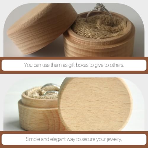 ARTIBETTER Small Boxes 3pcs Round Wooden Ring Boxes with Lid Small Earring Display Box Wooden Keepsake Box for Jewelry Earrings Necklace Proposal Engagement Birthday Wedding Ring Box (Pack of 2) 5.5X5.5X4.3cm (Pack of 2)