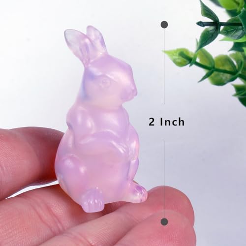 2 Inch Crystal Bunny Decor,Pink Opal Bunny Statue,Easter Crystal Rabbit Figurine,Hand-Carved Healing Gemstone for Wellness.A Meditation Gift for Women and Wisdom to Home and Office. Pink Opal
