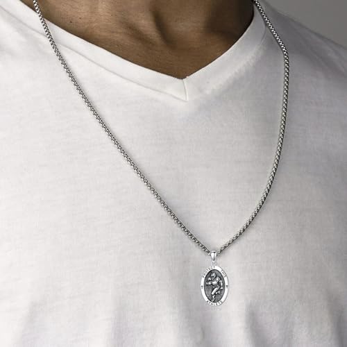 PROESS Protection Necklace 925 Sterling Silver Amulet Jewelry for Women Men St Sebastian Football
