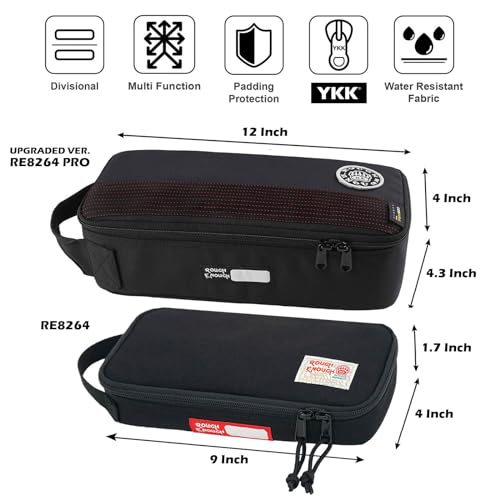 Rough Enough 12-inch small tool bag and Cordura EDC pouch with visible red interior, RE ROUGH ENOUGH