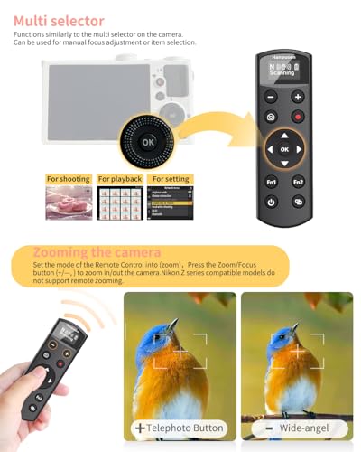 Hanpusen Rechargeable Camera Remote Control for Nikon ZR,Z6III Update Black for Nikon