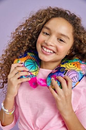 iscream + Corey Paige Designs Silky Fleece 12" Neck Support Pillow for Comfort and Travel - Sporty Girl