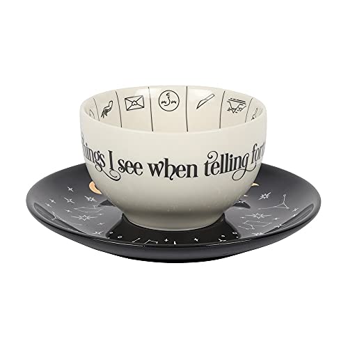 Elegant Black & White Glass Fortune Telling Ceramic Teacup - 7.5cm x 18.5cm (1 Pc.) Unique Design & Gift – Perfect for Everyday Use & Mystical Tea-Time Fun