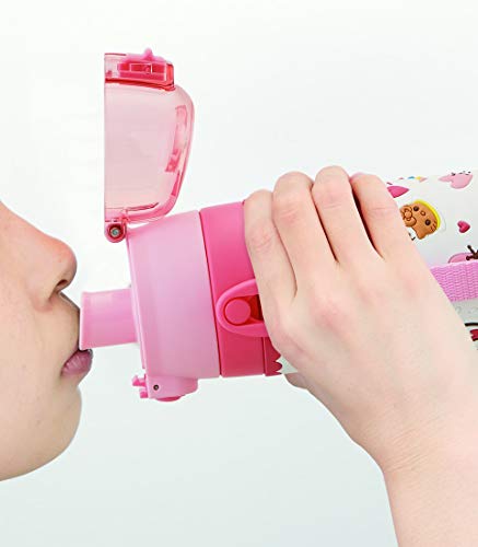 Skater SDPV5-A Children's Stainless Steel Water Bottle, Direct Drinking, 16.2 fl oz (480 ml), Kitty Snack Time, Kid-friendly Lightweight Type, For Girls, Cold Insulation, Sanrio, 3D Printed Hello Kitty Snack Time