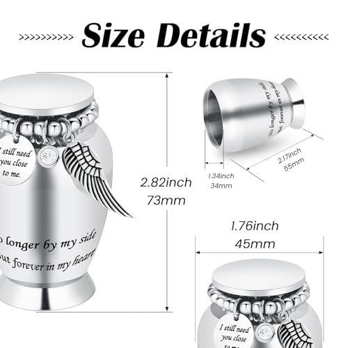 Small Keepsake Urns for Human Ashes Cremation Urns for Ashes Stainless Steel Funeral Memorial Ashes Holder Mini Cremation Urn for Pet or Human Ash Silver Wing
