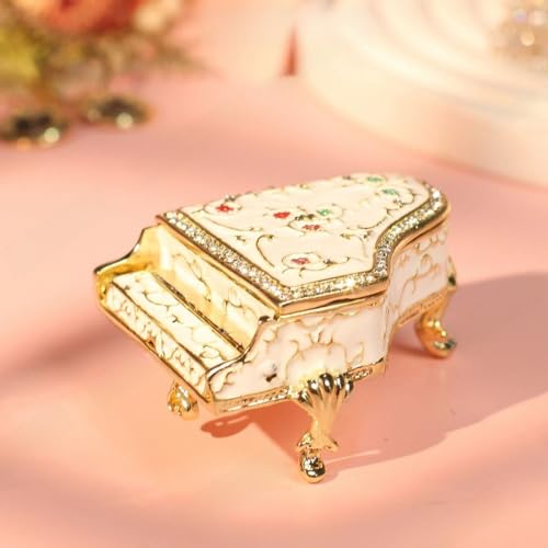 Dzrige Musical Jewelry Box for Women, Piano Music Box with Rhinestones