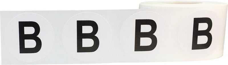 Letter B Inventory Labels 1.5 Inch Round Circle Dots 500 Adhesive Stickers