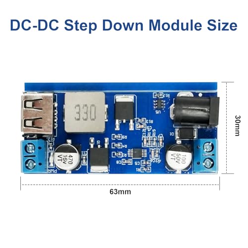 DC-DC Buck Converter 24V/12V to 5V 5A, QIQIAZI Step Down Converter, Power Supply Step Down Module, Step-Down Converter, Adjustable Power Supply, Down Module with USB Port (Pack of 5)
