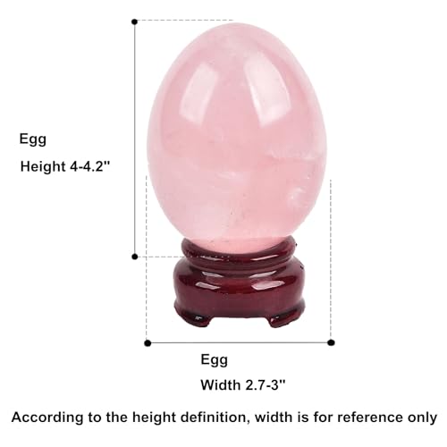 AMOYSTONE Natural Rose Quartz Decorative Egg, Extra Large Healing Stone, Irregular Crystal Carving for Home Decor & Reiki, 4-4.2", Collection & Gift 2X-Large Pink