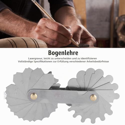 Alloy Steel Radius Gauge, R 1-7 mm Radius Templates Measuring Wedge, Precision Radius Gauge for Concave/Convex Arcs, Industrial Applications