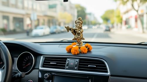 Divine Fluting Krishna Brass Statue - Small Hindu God Idol Playing Flute for Pooja Altar, Home Temple & Spiritual Decor Lord Krishna