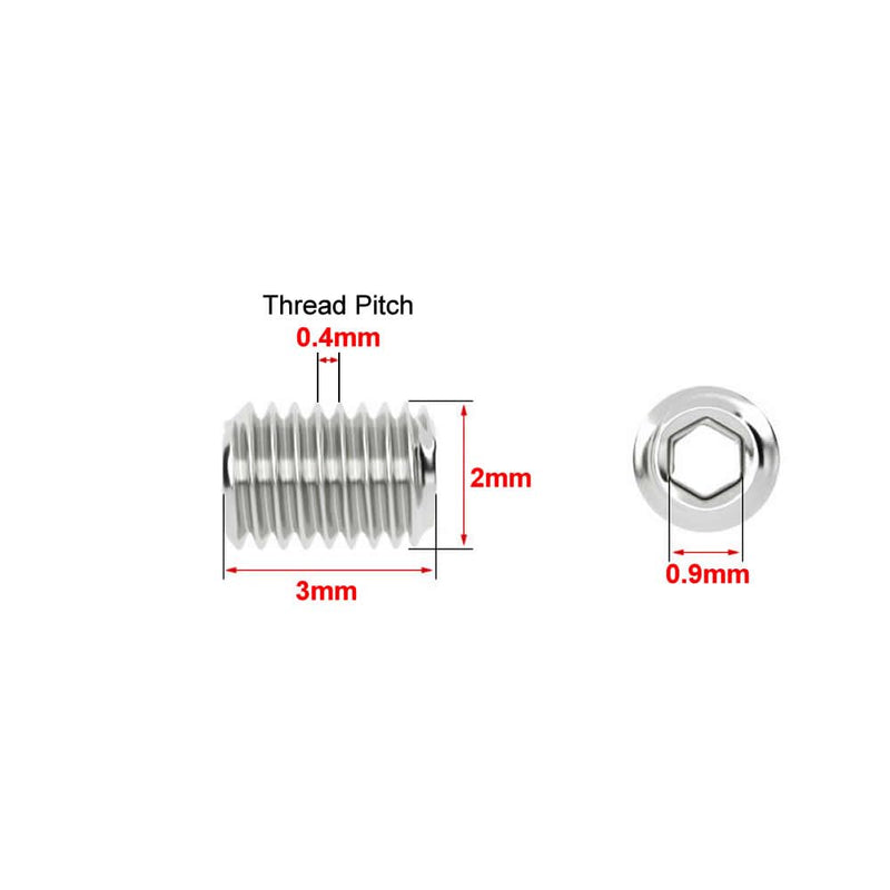 [Australia - AusPower] - Junter 100pcs M2 x 3mm Flat Point Grub Hex Socket Set Screws Metric A2 Stainless Steel DIN913 
