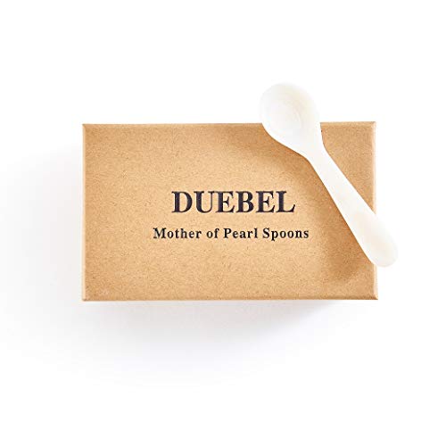 DUEBEL Set of 6 White Mother of Pearl MOP Caviar Spoons for Caviar, Egg, Icecream, Coffee Serving (White, 11x2.5cm)