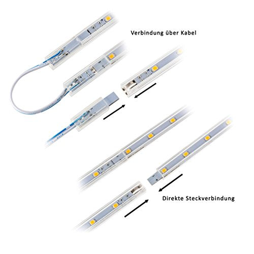 Sebson® 12 V LED Strip, Warm White, Under-Unit Light, 30 cm Kitchen Light Strip with Plug and Switch, 8.8 x 6.7 x 300 mm | Flat under-unit light cabinet - warm white 2W 190lm - light strip with power supply, switch and connection cables - 9x7x300mm