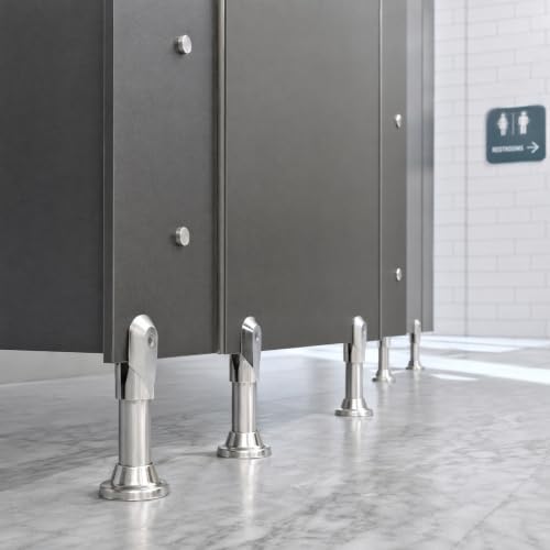 Mikikit Stainless Steel Toilet Cubicle Partition Support Feet 4 Pack Restroom Partition Fitting Accessories with 8 Gaskets 14.20 X 7.00 X 7.00 Cm for Public and Commercial Stalls 14.20X7.00X7.00CM