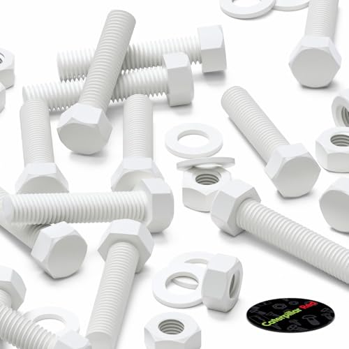 Caterpillar Red M8 x 40mm white polypropylene hexagon head screws, nuts, washers and bolts assortment