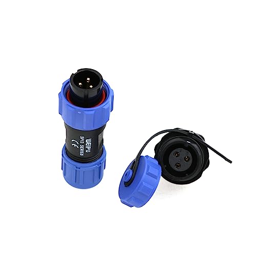 SP13 3 Pin Waterproof IP68 Housing Recessed Plug Weipu Round Cable Connector 13A 250V for Solar Audio Visual System 3Pin Set Panel Mount - Male and Female