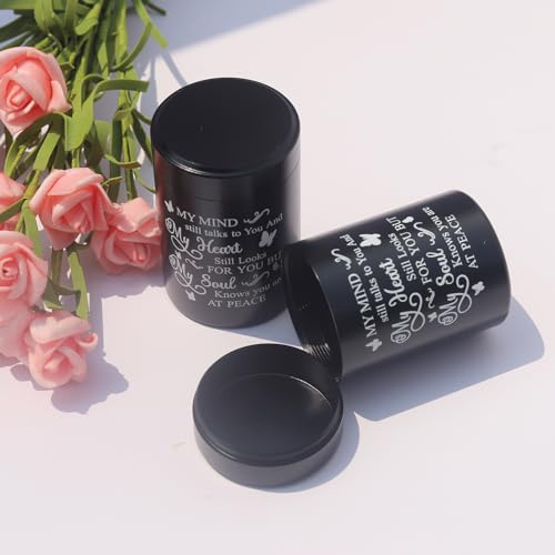 My Mind Still Talks to You - Black Aluminium Mini Urns (Set of 2), 2.7 Inch, Keepsake Urns for Ashes Butterfly-black
